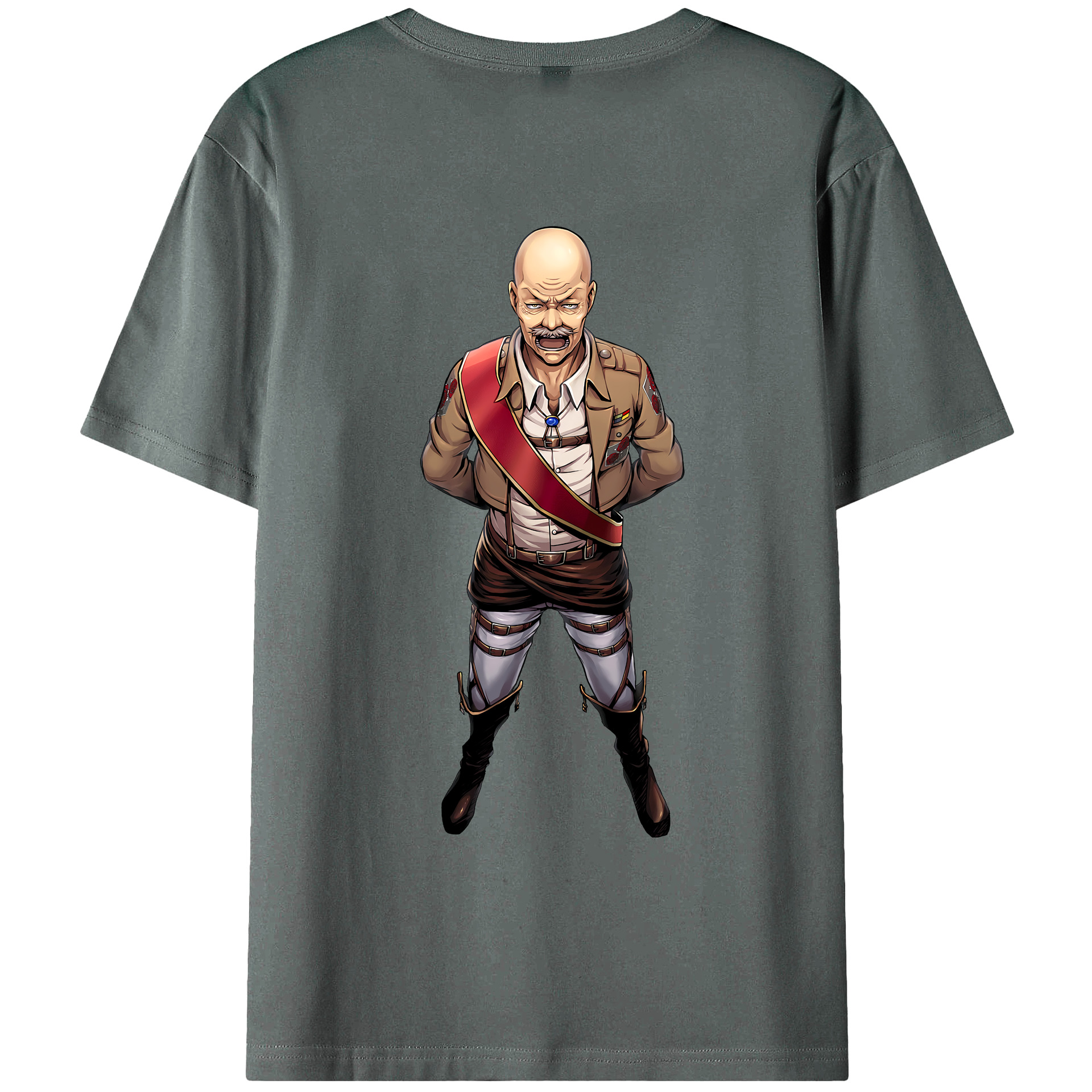 （画像用） 進撃の巨人 ドット·ピクシス Attack on Titan Dot Pixis 綿100％ メンズ半袖Tシャツ（バックプリント） 通気性